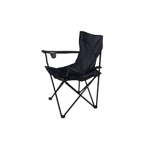 MaxxGarden Chaise Pliante Camping – Fauteuil Pliant Camping Convenant aux Festivals, à la Plage, au Camping, à la pêche – Porte-Gobelet dans l’Accoudoir – Chaise Pliante Exterieur – Noir