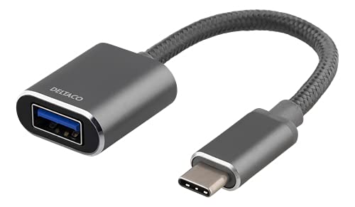 DELTACO USBC-1277 USB-Kabel 0,11 m USB 3.2 Gen 1 (3.1 Gen 1) USB A grau