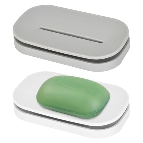 Pack of 2 Non-Slip Soap Dishes with Drainage Cover