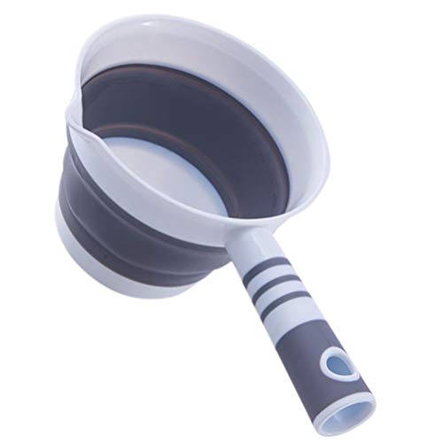 Angoily Foldable Water Ladle Water Scoop, Bath Ladle Water Dipper with Handle Bathroom Hair Washing Water Scoop, Small Kitchen Ladles Scoop Cup (Grey)