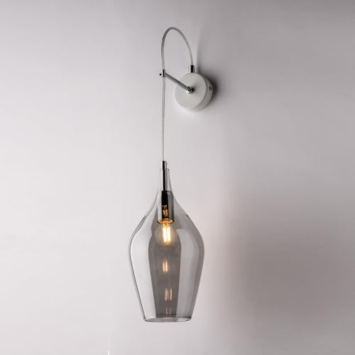 Applique en fer luminaire mural intérieur moderne verre gris Ares