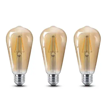 Murphy 4W E27 Screw Type Base LED Vintage Look Light Bulb Best for Home Decoration, Pendant Lamps, Chandeliers, Restaurant and Bar Lighting, Amber Yellow, Pack of 3