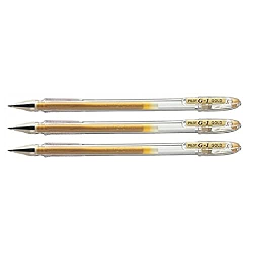 Pilot G1-07 lot de 3 stylos roller à encre gel or pointe moyenne