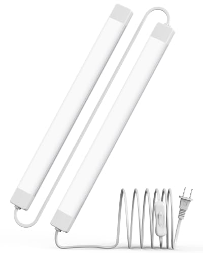Image of ASOKO LED Under Cabinet Lighting, Plug-in Integrated 2-Bar Under Counter Lights with On Off Switch, 1400LM Bright Linked ETL Light Bar 6000K Cool White for Kitchen Cabinets, Shelves, Workbench