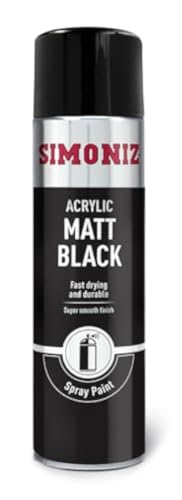 Simoniz Matt Black Spray Paint, Easy To Use Black Aerosol Spray Paint For Wood, Metal & Plastic Surfaces, Perfect Car Paint For Bodywork, Wheels Or Around The Home, Fast Drying & Durable Paint, 500ml
