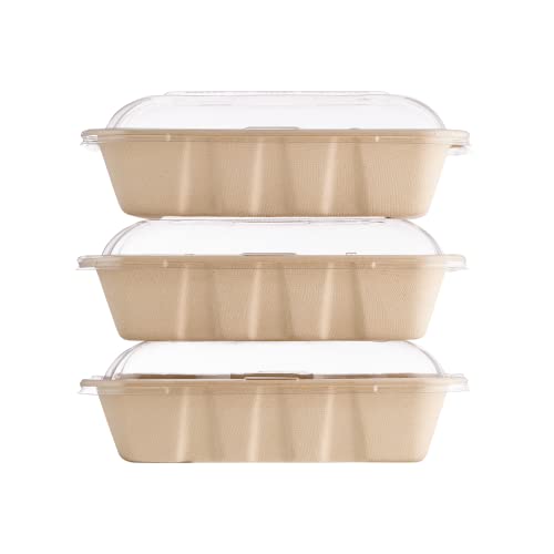 Harvest Pack Gourmet Showcase [ 400 Count] Sugarfiber 32 Oz Disposable Food Take-Out Container Trays With Lids, Rectangle, Made From 100% Eco-Friendly Plant Fibers #TOP1