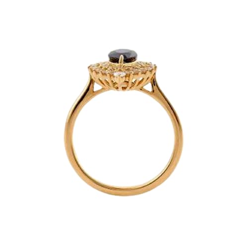 Bague de fiançailles moissanite ronde et onyx noir en argent plaqué or femme
