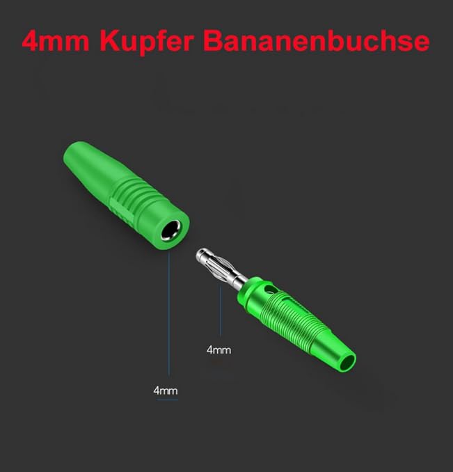 10x Adaptadores banana 4mm Faizpors rojo negro miniatura 4