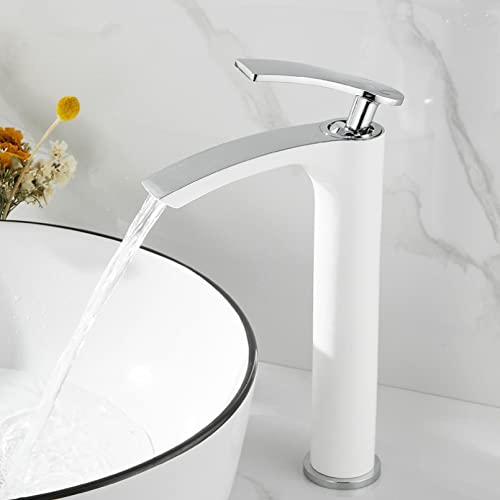 Grifo de lavabo mezclador agua fría caliente grifería baño blanca dorada QYYZTQY de latón