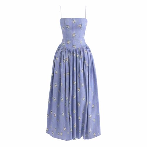 Robe d'été sans manches à imprimé floral et smocks à la taille