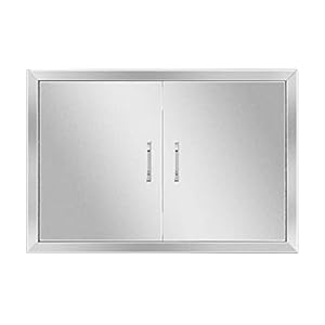 Anfrere 28″ W x 19″ H Outdoor Kitchen Doors, Premium 304 Stainless Steel Double BBQ Island Panel Access Door for Outside Kitchen Commercial Grilling Station Barbeque Oven Storage Cabinet Door, 2819DS