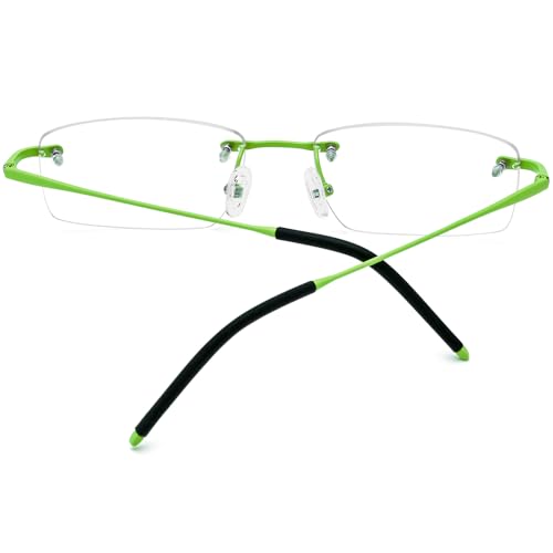 Image of Titanium Glasses Frame,Rimless Optical Eyewear Eyeglasses for Men and Women