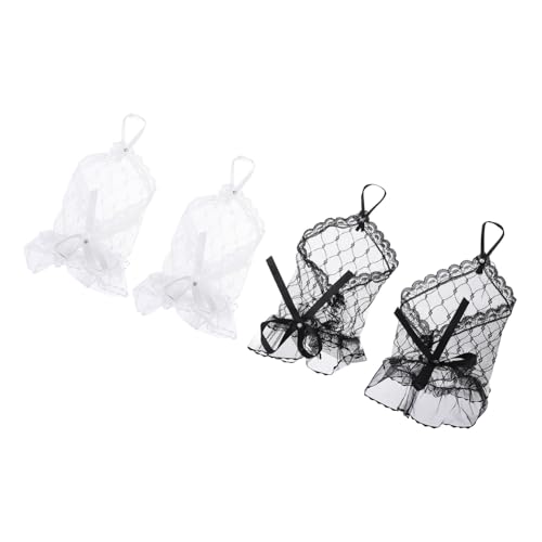 NIYANGLE 2 Pairs Lace Fingerless Gloves Elegant Wedding Dress Accessories for Women