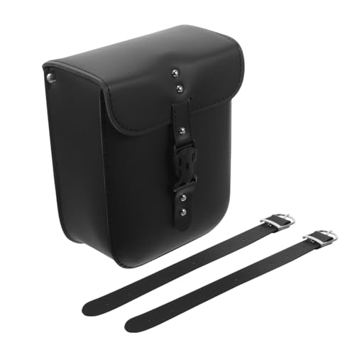Sacoche moto vintage noire pour guidon et selle : rangement outils de grande capacité