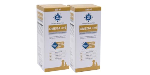 PET360 Omega 3+6 Concentrated Salmon Fish Oil for Dogs & Cats with Vitamins & Minerals | Shinier Coat, Itch & Allergy Control | Improves Skin & Hair Health | Nutritional Supplement for Pets 1000 ml (Image - 1)