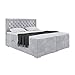 MEBLINI Boxspringbett mit Bettkasten - Gepolstert Doppelbett mit Matratze und Topper - Polsterbett mit Stauraum - Bett mit Kopfteil - Stauraumbett - Glamour - 160x200 - H3/Hellgrau Samt