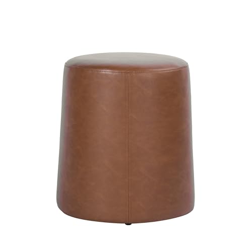 Image of HomePop 17 inch Organic Shape Ottoman - Chestnut Faux Leather