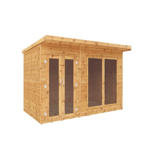 WALTONS 10x6 Maine Summerhouse | Pent Roof | Shiplap Tongue and Groove | Wooden Garden Room Log Cabin | Garden Storage Shed Summer House | Shed Felt and Fixings Included