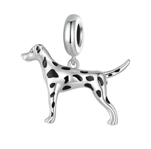 Charm de dálmata en plata de ley 925 compatible con pulseras de abalorios