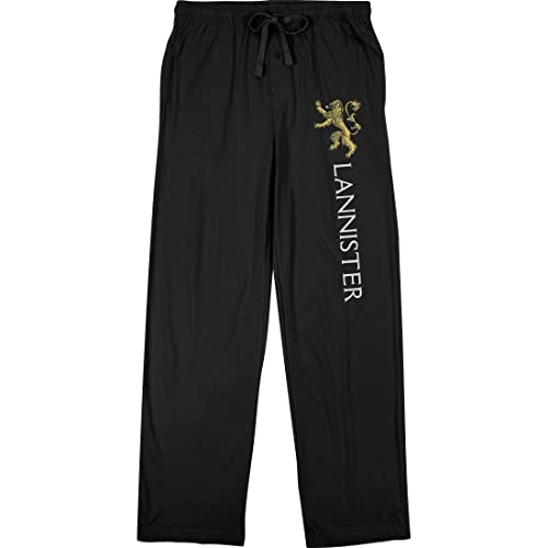 Game of Thrones House Lannister Crest & Text Men's Black Sleep Pajama Pants