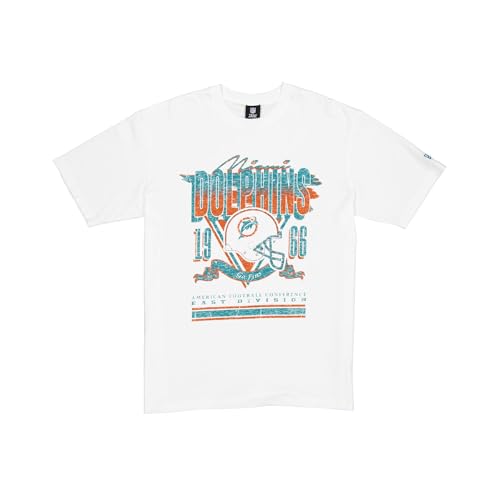 Miami Dolphins New Era Cap NFL - Camiseta de Gran tamaño con Estampado Serigrafiado, gráfico del Equipo, Color Blanco, Unisex