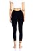 Women's Lace Trim Leggings 3/4 Length Capri Stretchy High Waist Yoga Cropped Leggings Lightweight Tights Black