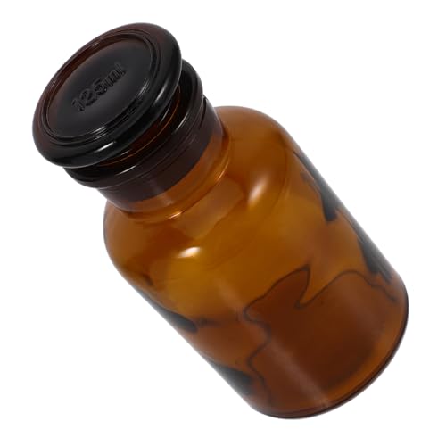FUNOMOCYA Wide Mouth Brown Bottle 125ml Lab Chemical Storage Glass Graduated for Lab Use Easy to Clean