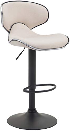 CLP Tabouret de Bar Las Vegas V2 Tissu I Chaise Haute de bar Réglable en Hauteur et Pivotant Assise Rembourrée I Chaise Haute avec Repose-Pieds, Couleur:crème, Couleur du cadre:noir