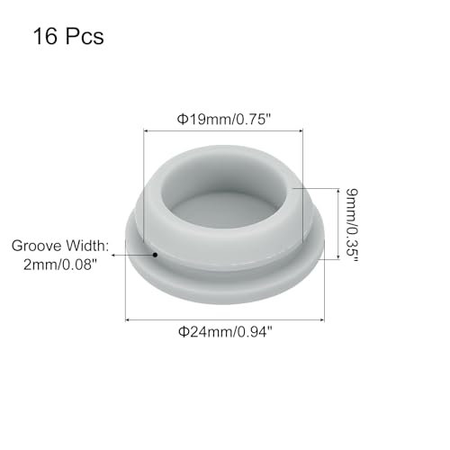 Image of MECCANIXITY 16pcs Silicone Snap in Locking Hole Plugs,19mm /0.7 Inch Mounting Diameter Narrow Groove Width 2mm Panel Seal Cover Round for Kitchen Bulkheads Waterproof Sealing Plugs Grey