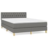 Mhdvray Boxspringbett Dunkelgrau 140 x 190 cm mit Taschenfederkernmatratze und Höhenverstellbarem Kopfteil, Modernes Schlafsofa für Jugendzimmer Gastzimmer und Schlafzimmer