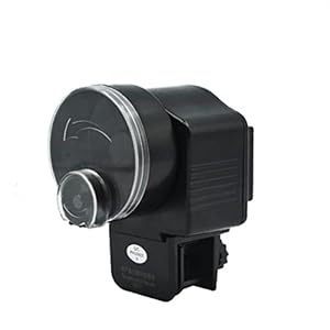 KEKETOPET Automatic Fish Feeder for Aquarium, Small Auto Fish Feeder Dispenser for Mini Tank and Pond, Suitable for Flakes and Pellets, Battery Operated, Battery NOT Included – Black