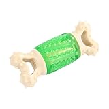 Green Dog Bone Chew Toy - Squeaky Sound Interactive Puppy Teething Toy for Chewing, Playing, and Reducing Boredom