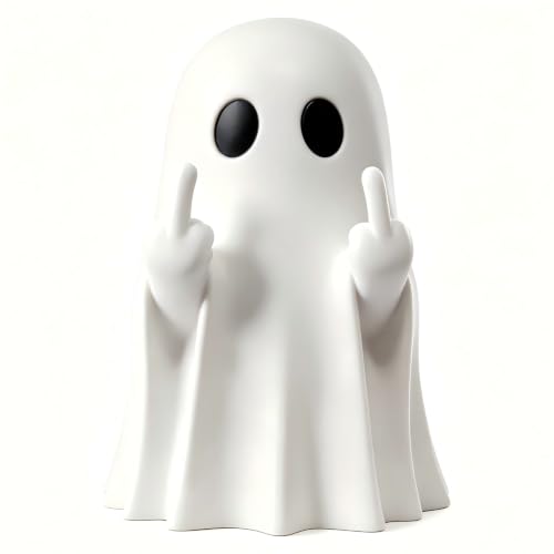 Middle Finger Ghost Unfriendly Flipping Off Figurine Figure With Up Halloween Giving The Statue Showing - Spooky Resin Statue Cute Ornaments Ghosts Decor Ghost Figurine Ceramic Funny Chost Ghostly
