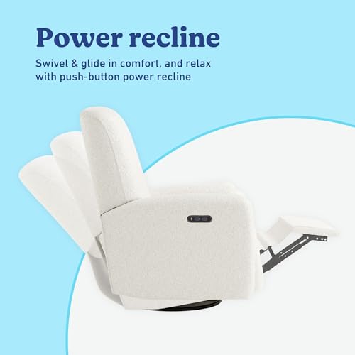 Image of Graco Bellwood Power Recliner Swivel Glider (Ivory Boucle) - Electronic Power Recliner for Nursery, Includes Dual-USB Charging Port for USB-A & USB-C, Glider Rocking Chair with Full Recline