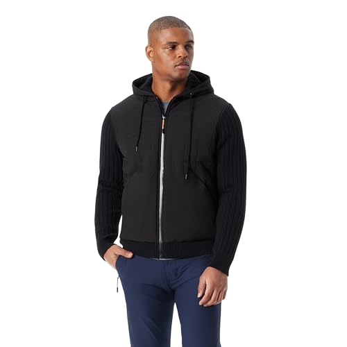 BASS OUTDOOR Men's Full Zipper Front Water Resistant Hooded Sweater with Drawstring and Kangaroo Pockets Standard