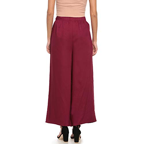 Image of GO COLORS Soft Viscose Basic Palazzo Full Length for Women| Breathable, Mid Rise, Relaxed Fit