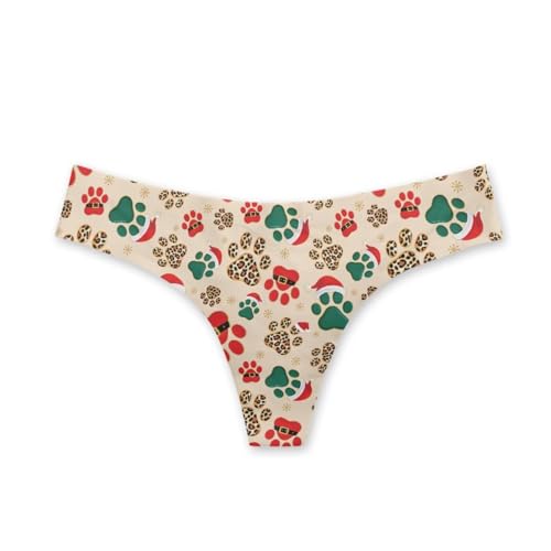 Poetesant Dog Paw Printed Thongs Panties Comfortable Thong for Women Sexy Low Waist Brief Underwear...