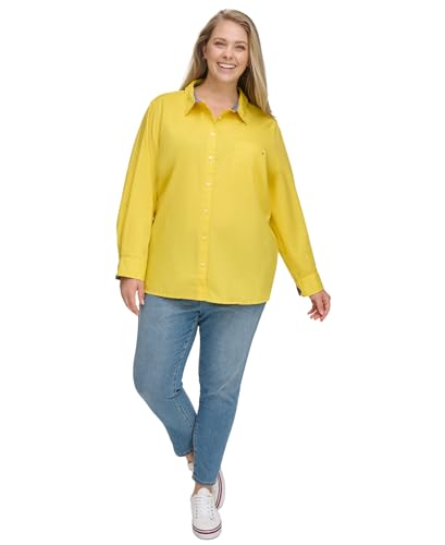 Image of Tommy Hilfiger Women's Roll Tab Button Down Shirt (Regular and Plus Sizes)