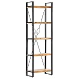 AAGAZA Bücherregal, Bücherregal, Korrosionsbeständigkeit, fein poliert, Industriestil, 5 Etagen für Zuhause für Büchersammlung für Dokumente
