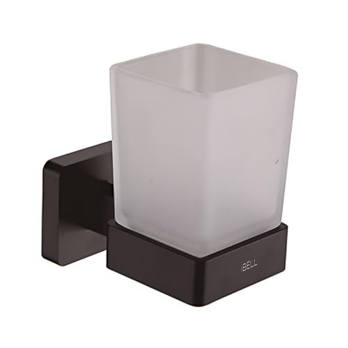 Image of IBELL Black Aluminum Set of 6-Pcs /Bathroom Hardware Set (Towel Bar /Soap Holder /Toothbrush Holder with Tumbler /Toilet Paper Holder /Hook /Towel Ring), Matte Black.