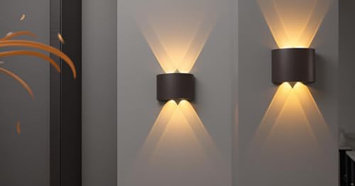 Image of FERA Waterproof Up Down Led Wall Lamp, Aluminium IP65 Body 4 Ray, Warm White, Indoor /Outdoor Decorative Wall Sconce Light, (4 Ray Warm)