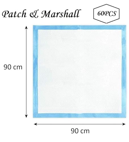 Image of Patch & Marshall Pet Training Pads with Adhesive Floor Tape,Heavy Duty,Rapid Dry & Absorbent Core, Suitable for Puppies,Small,Medium,Large Dogs (XXL - 90 x 90 cm -20pcs)