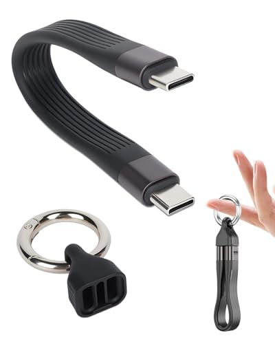 Short USB C Cable, PD 240W USB 4.0 Charging Cable 40Gbps Fast Data Transfer Charger 8K 60Hz Video Display Type C Keyring Thunderbolt 3/4 Cables for iPhone 15/16 iPad Samsung Power Bank MacBook, Black