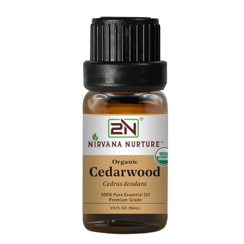 Nirvana Nurture Cedarwood Essential Oil USDA Certified Organic 100% Pure Undiluted Aromatherapy Oil for Diffuser Hair & Skin Care