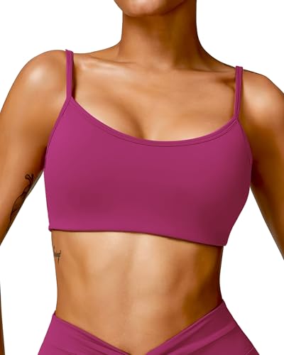 Image of QUOJIZY Sports Bras for Women Open Back Workout Tops for Women Yoga Bra Spaghetti Straps Twist Back