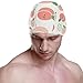 susiyo Cartoon Peach and Flowers Mens Swim Caps Polyester Swimming Hat for Adult and Youth