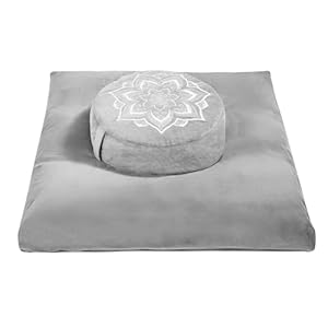 Meditation Cushion with Washable Premium Velvet Cover,100% Memory Foam Square Floor Cushion and Buckwheat Cushion Seating for Adults and Children Sitting, Yoga, Reading