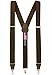 Mens Elastic Y-Back Adjustable Clip-on Suspenders With leather Trim - Brown (Regular, 46" Long)