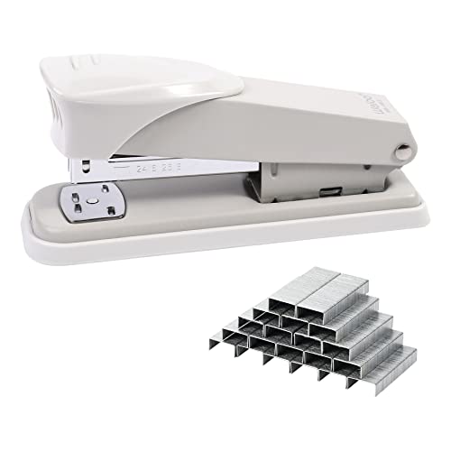 Effortless Desktop Blue Stapler, One Touch Stapling, Easy To Load Ergonomic Stapler, 40-50 Sheet Capacity, Includes 1000 Staples (White) #TOP2
