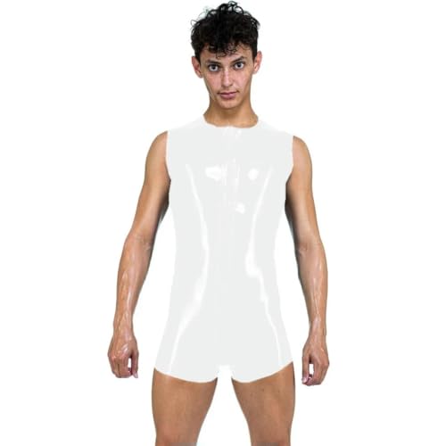 XINLIANYI Unisex-Bodys, schmale Passform, ärmellos, mit Reißverschluss vorne, anpassbar, weiß, M